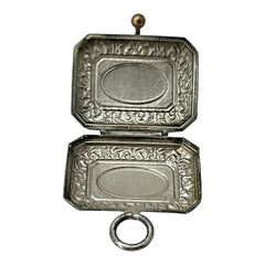 Antique French Chatelaine Silver Plated Box with Delicate Repousse Work | Late 1800s/Early 1900s