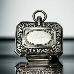 Antique French Chatelaine Silver Plated Box with Delicate Repousse Work | Late 1800s/Early 1900s