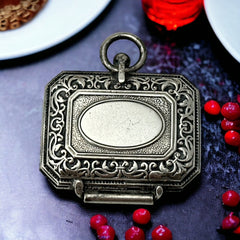 Antique French Chatelaine Silver Plated Box with Delicate Repousse Work | Late 1800s/Early 1900s