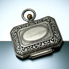 Antique French Chatelaine Silver Plated Box with Delicate Repousse Work | Late 1800s/Early 1900s