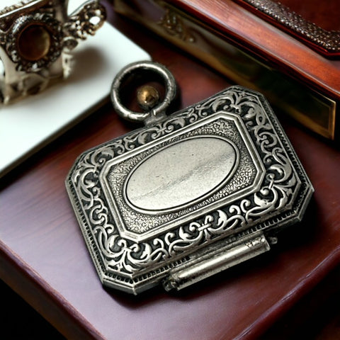 Antique French Chatelaine Silver Plated Box with Delicate Repousse Work | Late 1800s/Early 1900s