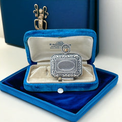 Antique French Chatelaine Silver Plated Box with Delicate Repousse Work | Late 1800s/Early 1900s