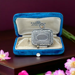 Antique French Chatelaine Silver Plated Box with Delicate Repousse Work | Late 1800s/Early 1900s