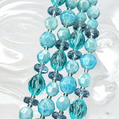 Vintage 1950s West Germany Aqua Blue 4-Strand Beaded Necklace – Summer Perfection