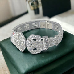 Vintage Art Deco French Paste Rhinestones Clamper Bangle Bracelet