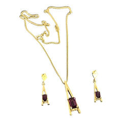Vintage Signed Avon Amethyst Rhinestone Gold Tone Eiffel Tower Jewelry Set 1970s