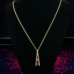 Vintage Signed Avon Amethyst Rhinestone Gold Tone Eiffel Tower Jewelry Set 1970s