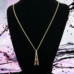 Vintage Signed Avon Amethyst Rhinestone Gold Tone Eiffel Tower Jewelry Set 1970s