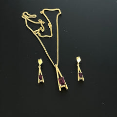 Vintage Signed Avon Amethyst Rhinestone Gold Tone Eiffel Tower Jewelry Set 1970s