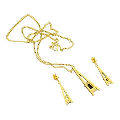 Vintage Signed Avon Amethyst Rhinestone Gold Tone Eiffel Tower Jewelry Set 1970s