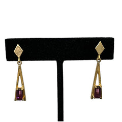 Vintage Signed Avon Amethyst Rhinestone Gold Tone Eiffel Tower Jewelry Set 1970s