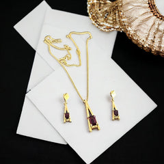 Vintage Signed Avon Amethyst Rhinestone Gold Tone Eiffel Tower Jewelry Set 1970s
