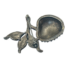 Vintage Blue Rhinestones & Gunmetal Apple Brooch, 1990s-2000s