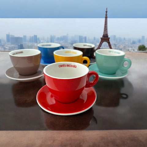 French Cafés Richard Classic Cappuccino Cup & Saucer Set - 6 Colors
