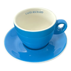 French Cafés Richard Classic Double Espresso Coffee Cup & Saucer Set - Blue