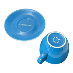 French Cafés Richard Classic Double Espresso Coffee Cup & Saucer Set -Blue
