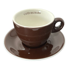 French Cafés Richard Classic Double Espresso Coffee Cup & Saucer Set -Brown