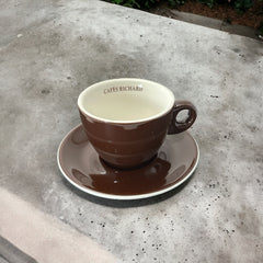 French Cafés Richard Classic Double Espresso Coffee Cup & Saucer Set - Brown