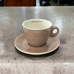 French Cafés Richard Classic Double Espresso Coffee Cup & Saucer Set - Light Brown