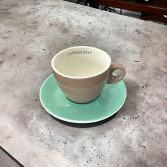 French Cafés Richard Classic Double Espresso Coffee Cup & Saucer Set - Light Brown Light Green