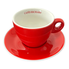 French Cafés Richard Classic Double Espresso Coffee Cup & Saucer Set - Red