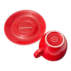 French Cafés Richard Classic Double Espresso Coffee Cup & Saucer Set - Red