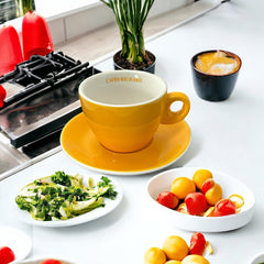 French Cafés Richard Classic Double Espresso Coffee Cup & Saucer Set  Yellow