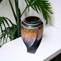 Vintage Bill Campbell Studios Multicolor Drip Glaze Swirl Vase 1990s | Fine Arts Collectible Ceramic Vase | Decorative Flower Holder