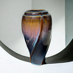 Vintage Bill Campbell Studios Multicolor Drip Glaze Swirl Vase 1990s | Fine Arts Collectible Ceramic Vase | Decorative Flower Holder