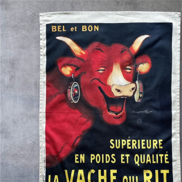 La Vache qui rit コットン100% 笑う牛 エプロン タブリエ CouckeLaVachequiRitBlackBackgr