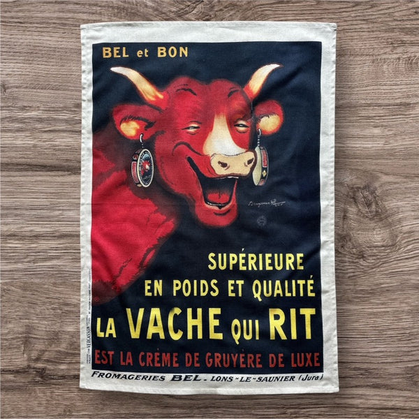 La Vache qui Rit Tea Towel | Vintage French Cheese Ad | French