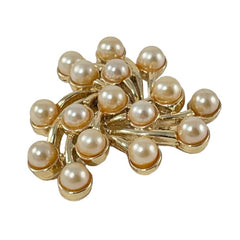 Vintage Emmons Faux Pearls Gold Tone Pinwheel Cluster Brooch
