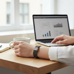 Signed Erica Zap bracelet in black nickel mesh with rhodium-plated magnetic clasp, 7-inch size, ¾-inch width, contemporary sculptural design, excellent condition.