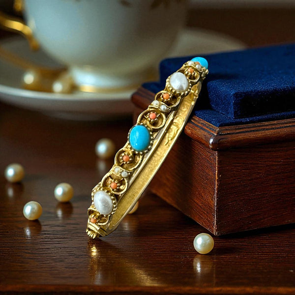 FauxTurquoiseCoralPearlsGoldtT