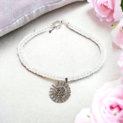 Vintage French Filigree Signed Pendant & Rock Crystal Necklace, French Designer One-of-a-Kind Necklace