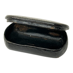 Antique French Napoleon III Lacquered Papier Mâché Collectible Snuff Box with Metal Inlay (1850-1870)