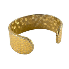 Vintage Signed Givenchy Brushed Gold Tone Hammered Cuff Bracelet