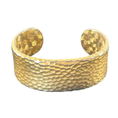Vintage Signed Givenchy Brushed Gold Tone Hammered Cuff Bracelet