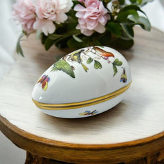 Vintage Herend Rothschild Bird Collection Porcelain Egg Box – Pre-1990s Hand-painted Collectible