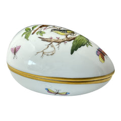 Vintage Herend Rothschild Bird Collection Porcelain Egg Box – Pre-1990s Hand-painted Collectible