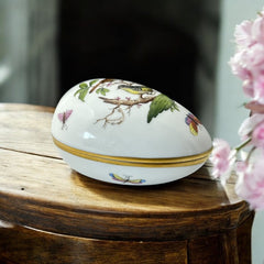 Vintage Herend Rothschild Bird Collection Porcelain Egg Box – Pre-1990s Hand-painted Collectible