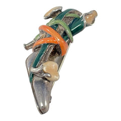 Vintage Kenneth J Lane Sterling Silver & Enamel Calla Lily High Heel Brooch