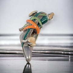 Vintage Kenneth J Lane Sterling Silver & Enamel Calla Lily High Heel Brooch