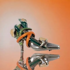Vintage Kenneth J Lane Sterling Silver & Enamel Calla Lily High Heel Brooch