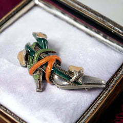 Vintage Kenneth J Lane Sterling Silver & Enamel Calla Lily High Heel Brooch