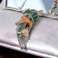 Vintage Kenneth J Lane Sterling Silver & Enamel Calla Lily High Heel Brooch