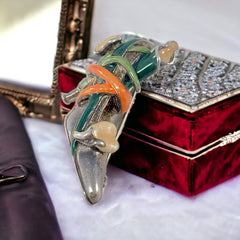 Vintage Kenneth J Lane Sterling Silver & Enamel Calla Lily High Heel Brooch