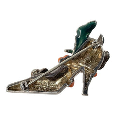 Vintage Kenneth J Lane Sterling Silver & Enamel Calla Lily High Heel Brooch