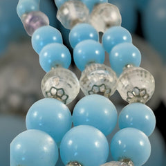 Vintage Light Blue Moonglow & Clear Faceted Plastic 3-Strand Necklace | Pastel Blue Summer Colors Beaded Necklace | Jewelry Lover Gift