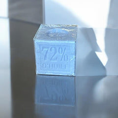 Mini Marseille soap with lilac scent, handcrafted in France using traditional craftsmanship, 3.5 oz biodegradable soap bar for sensitive skin care